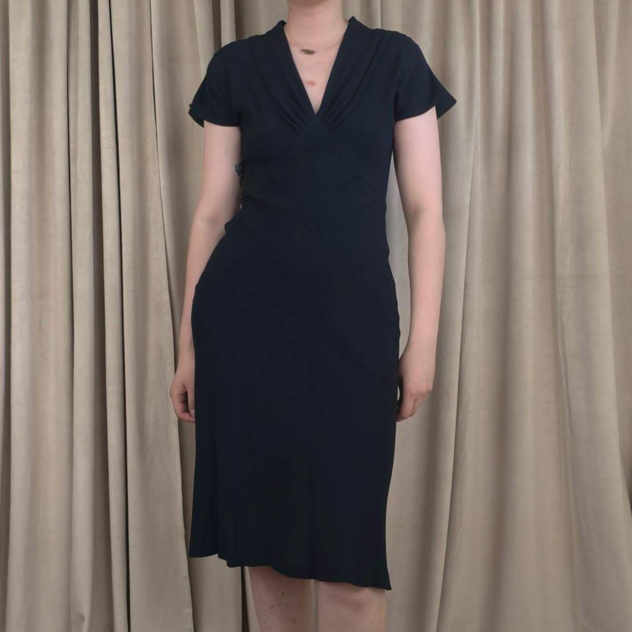 Vintage Polo Ralph Lauren V-Neck Black Midi Dress