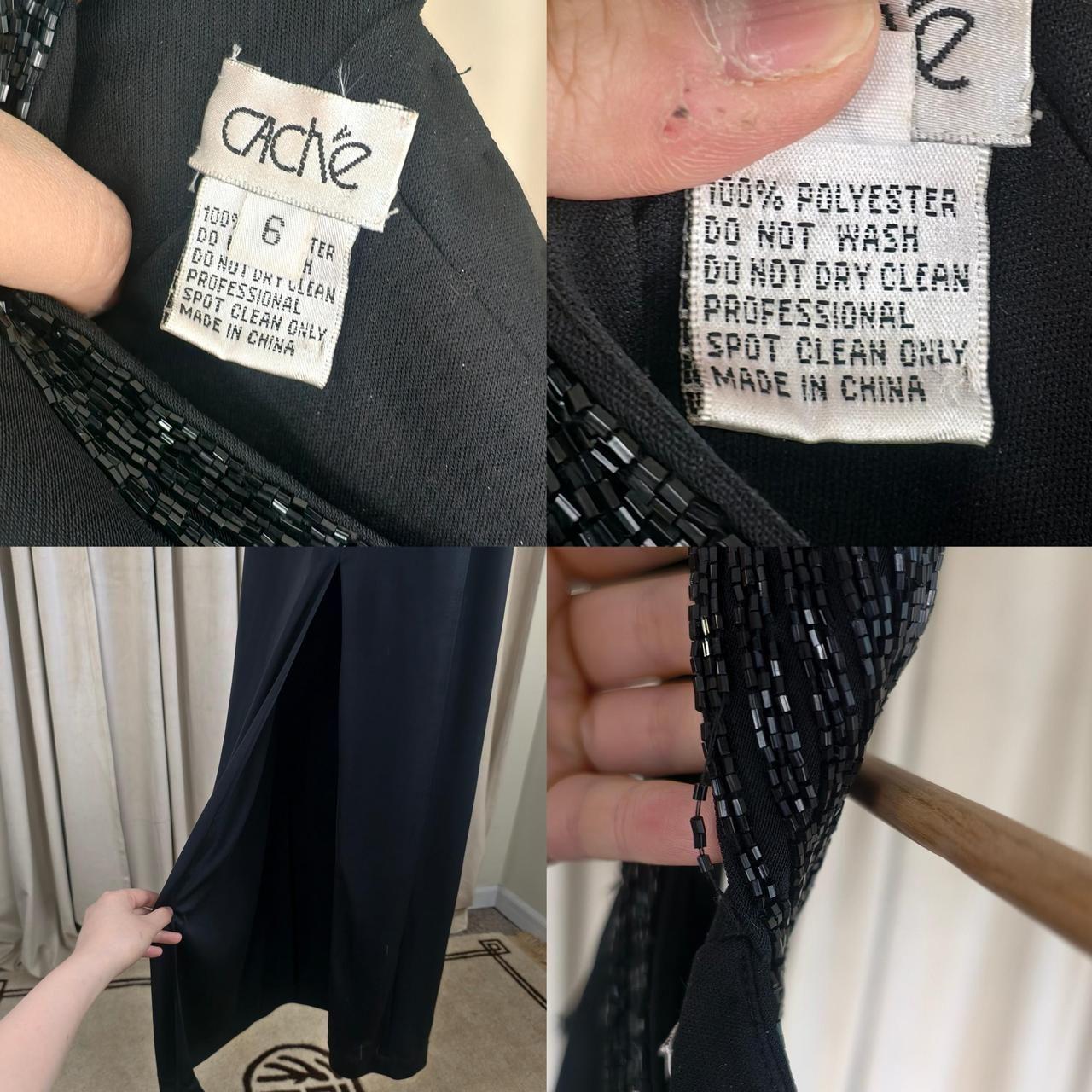 Vintage Cache Y2K Black Maxi Prom Dress Gown with Beaded halter Neck and Slit