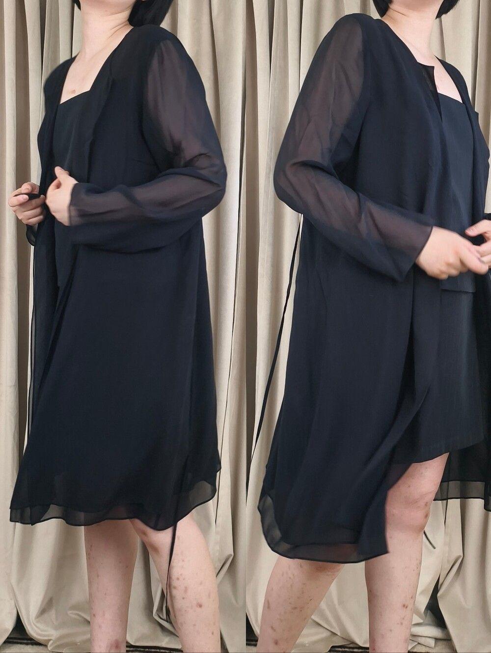 Eileen Fisher Black Silk Sheer Cover Up Jacket