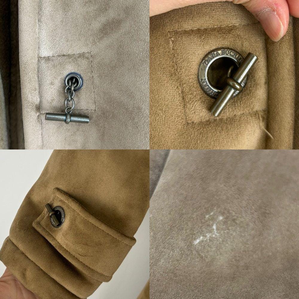 Vintage Brown Tan Dana Buchman Faux Fur Shearling Coat with Fur Collar