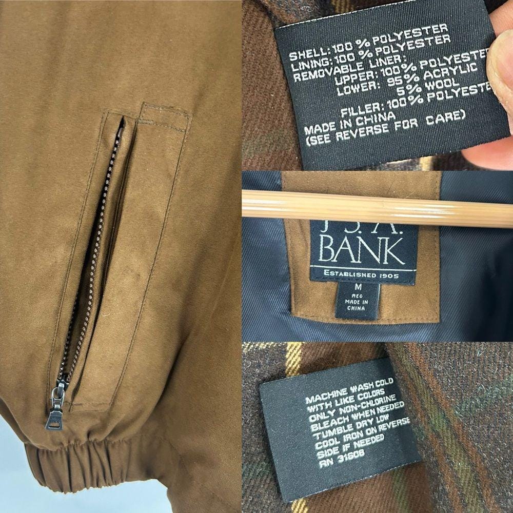 Vintage Jos. A Banks Brown Boyfriend Bomber Jacket with Detachable Lining