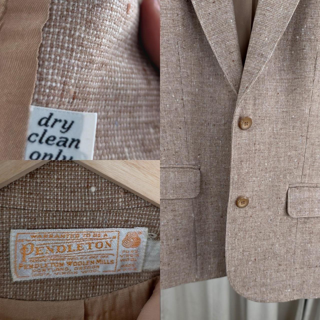 Vintage Pendleton Wool Tweed Tan Blazer