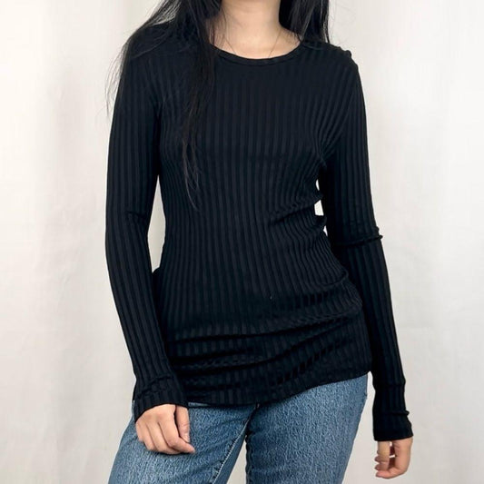 Hugo Boss Black Ribbed Long Sleeve Long Top