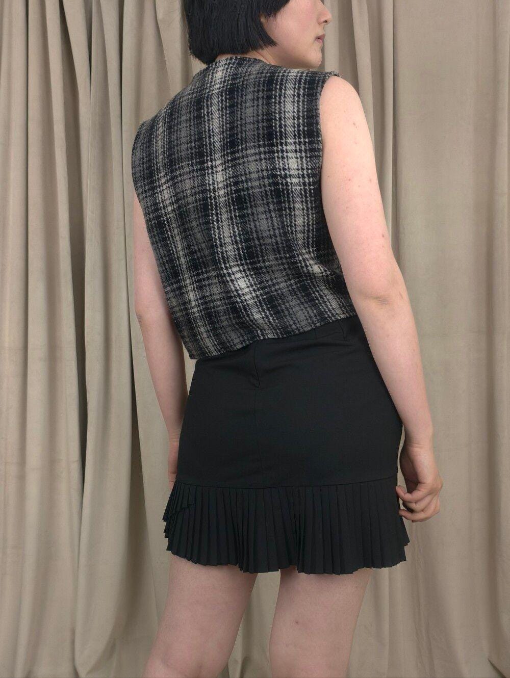 Vintage Paragraff Black and White Plaid Wool Blend Vest
