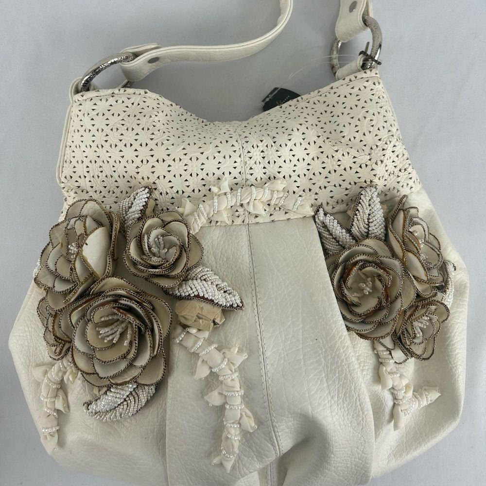 RARE! NWT Mary Frances Handmade Genuine Leather 3D Floral Shoulder Bag