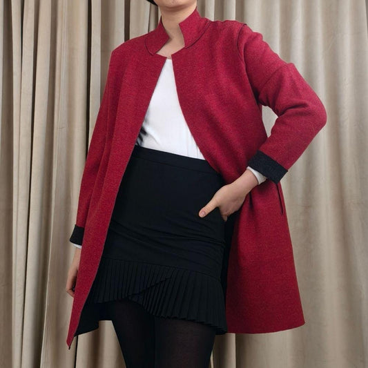 Eileen Fisher Red Wool Light Weight Coat