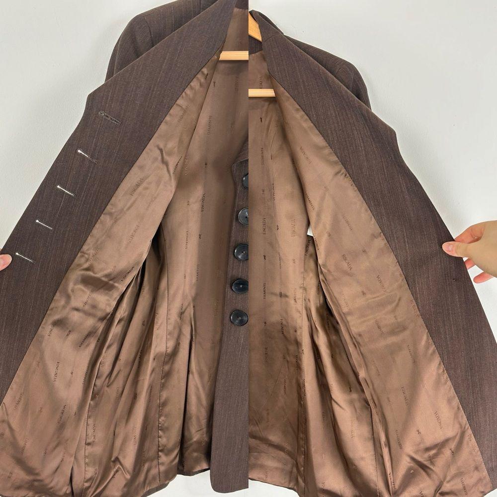 Vintage Escada Wool Linen Blend Lightweight Brown Pantsuit