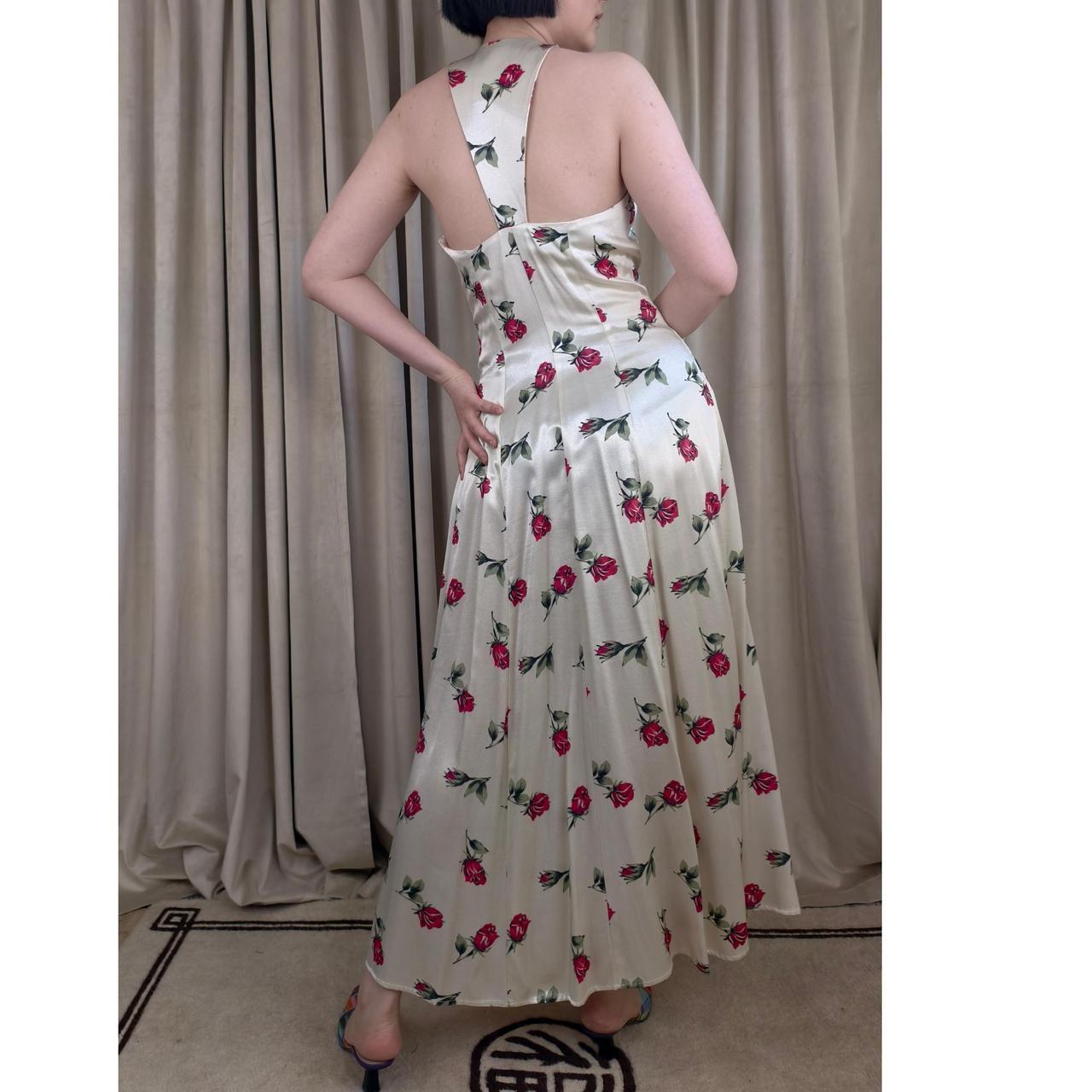 Vintage 90s Fredericks of Hollywood Rose Print Halter Maxi Dress