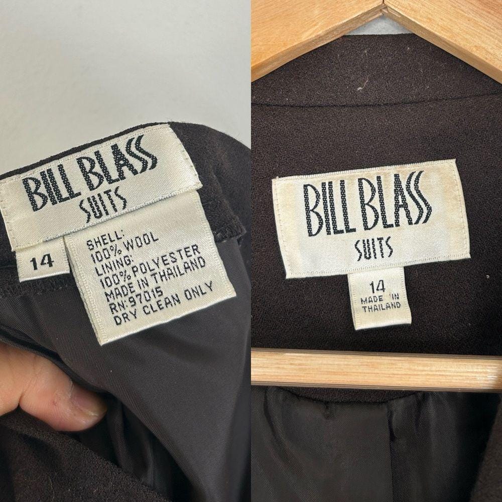 Vintage Bill Blass Wool Brown Pantsuit Classic Fit