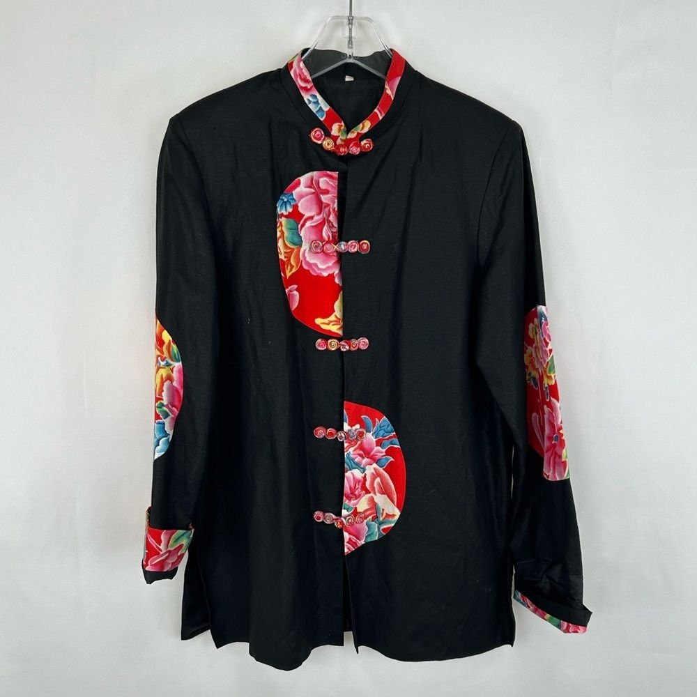 Vintage Asian Lightweight Jacket with Floral Detailing