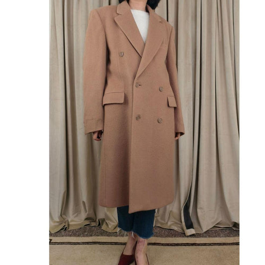 Vintage Tan Camel Boyfriend Boxy Full Length Long Coat