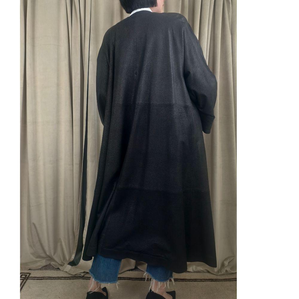 Vintage Mario Valentino Black Full Length Leather Trench Coat Dress