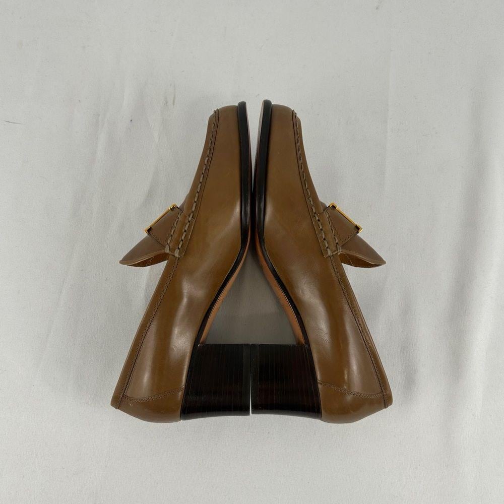Vintage Hermes Brown Genuine Leather Heeled Loafers