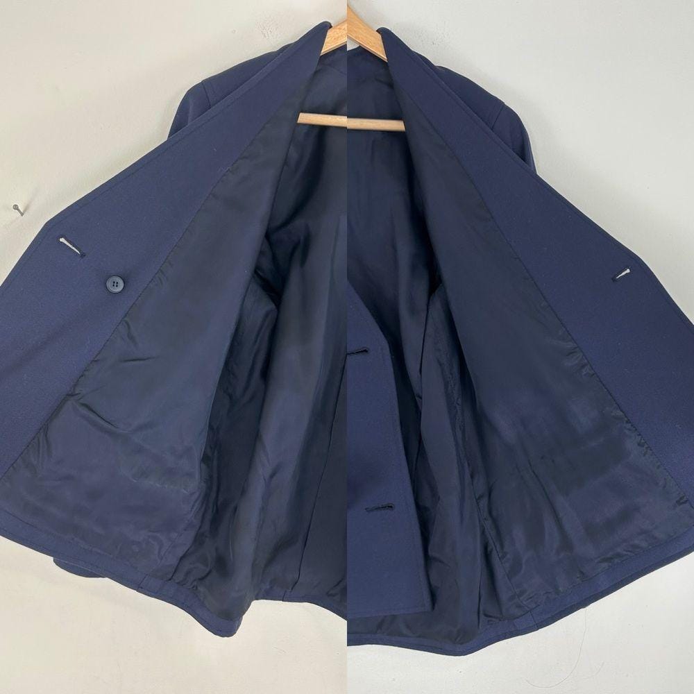 Vintage Yves Saint Laurent Navy Blazer and Skirt Wool Suit Set