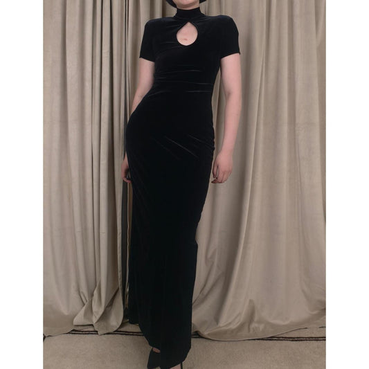 Vintage Ashlee Black Velvet Maxi Dress
