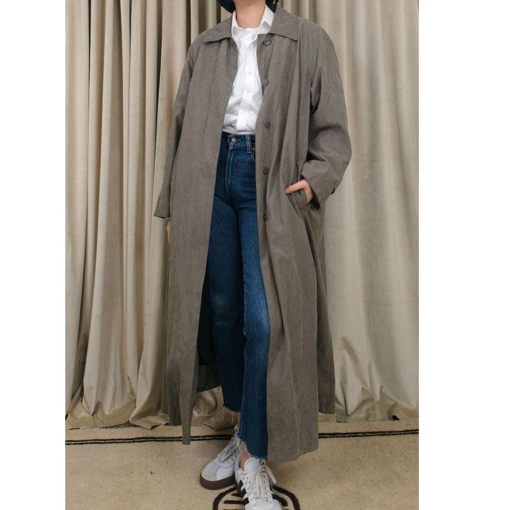 Vintage FSL Gray Full Length Trench Coat with Detachable Lining