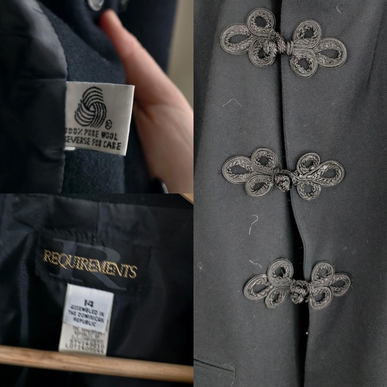 Reworked Vintage Black Wool Blazer Mandarin Tang Jacket