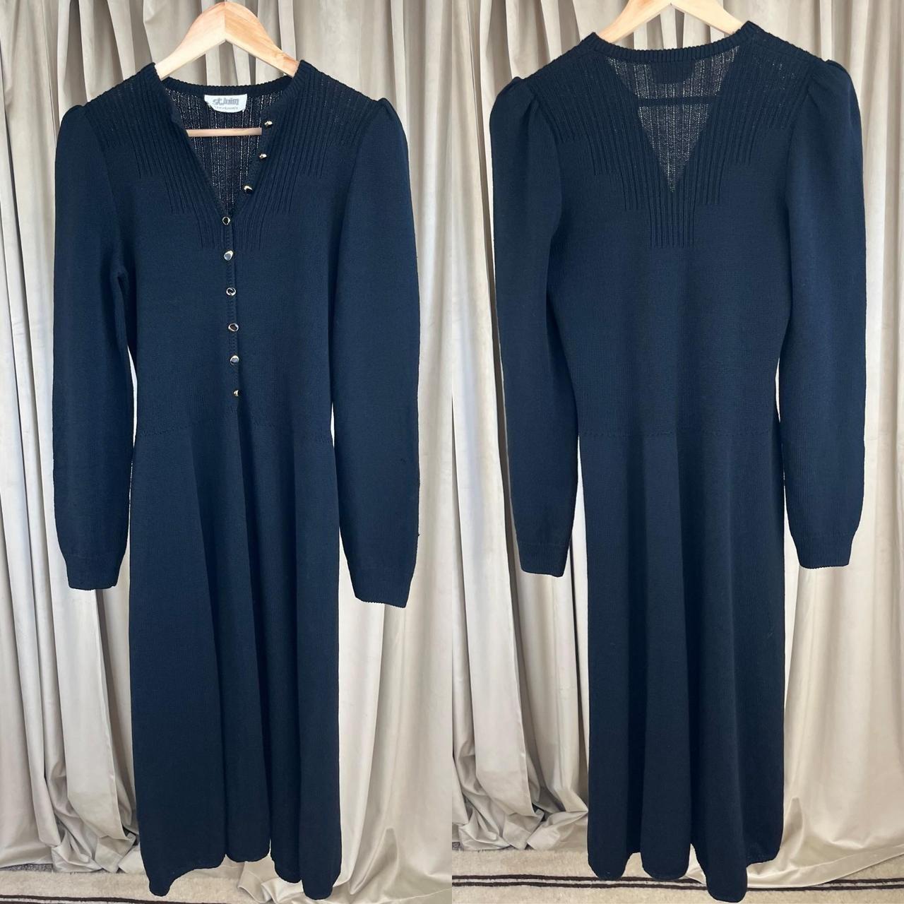 Vintage 80s St. John Black Knit Sweater Dress