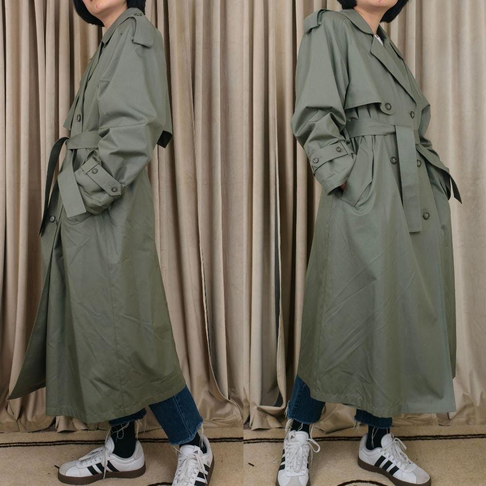Vintage Towne London Fog Green Trench Coat