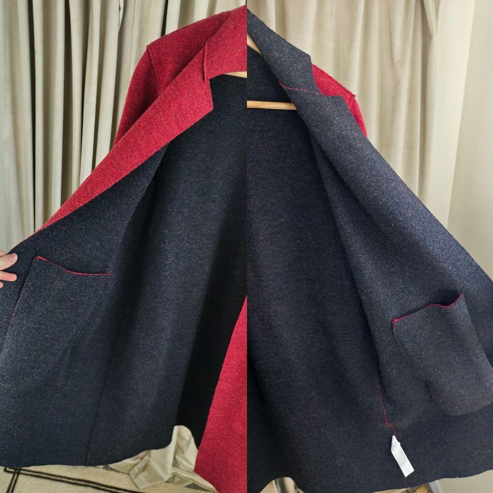 Eileen Fisher Red Wool Light Weight Coat