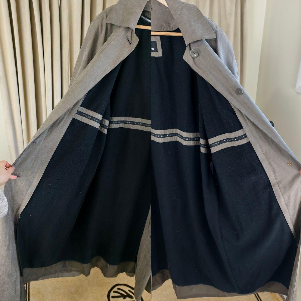 Vintage FSL Gray Full Length Trench Coat with Detachable Lining