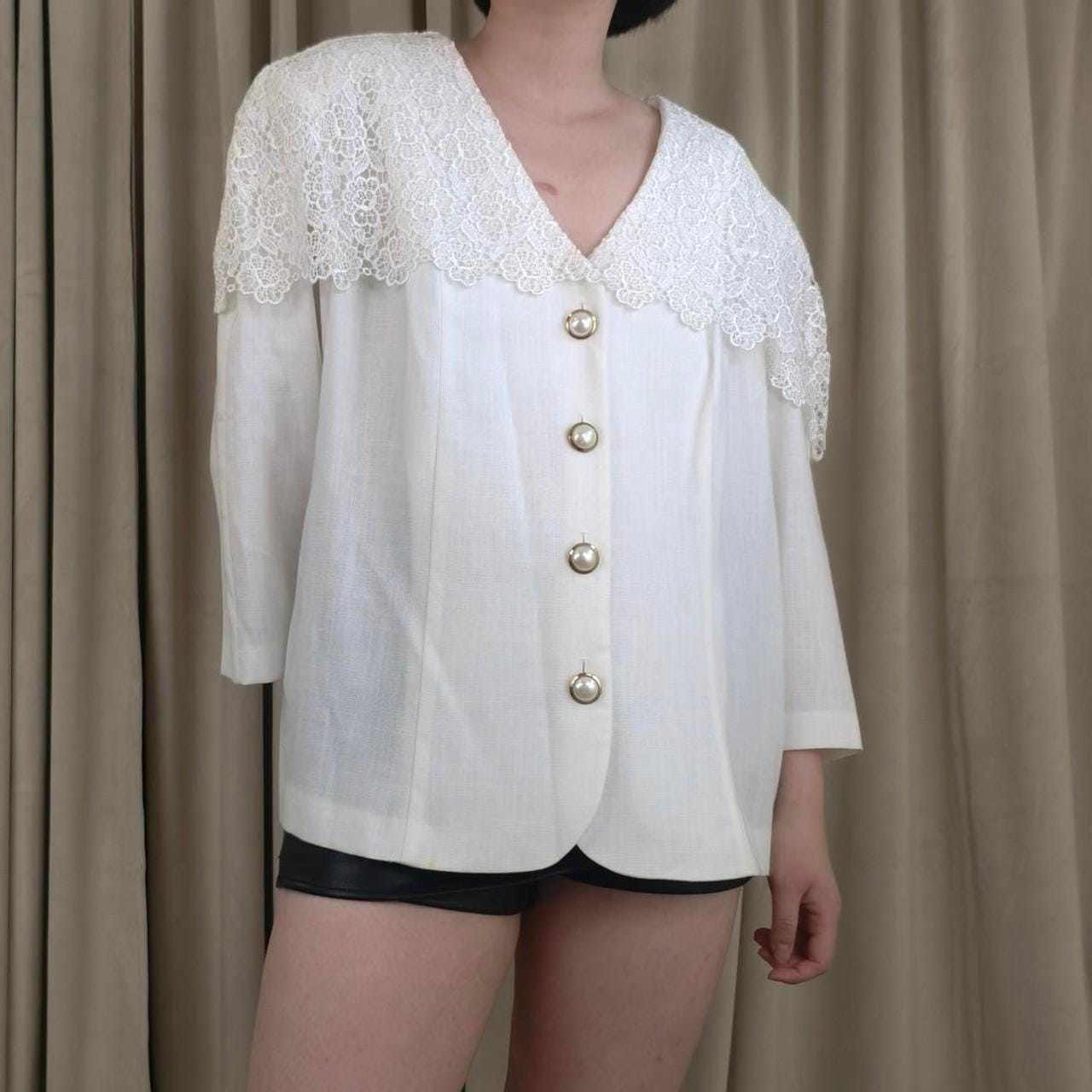Vintage S. L. Fashions White Lace Blouse