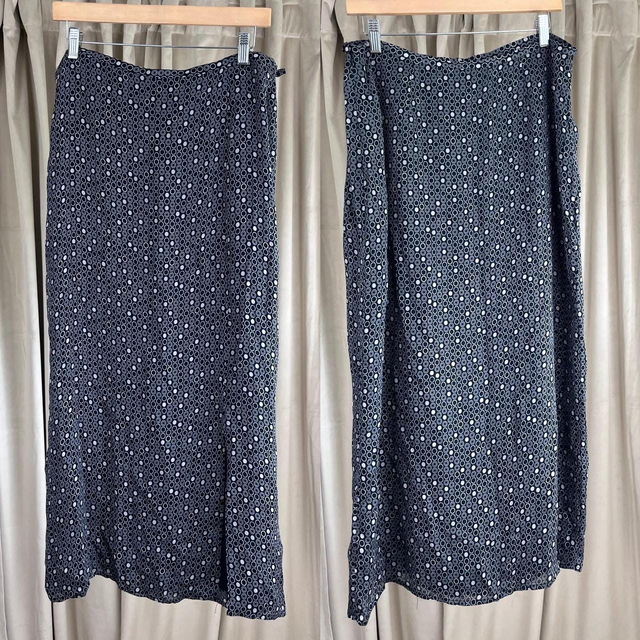 Vintage Merona Monochrome Black Midi Skirt with White Polka Dots