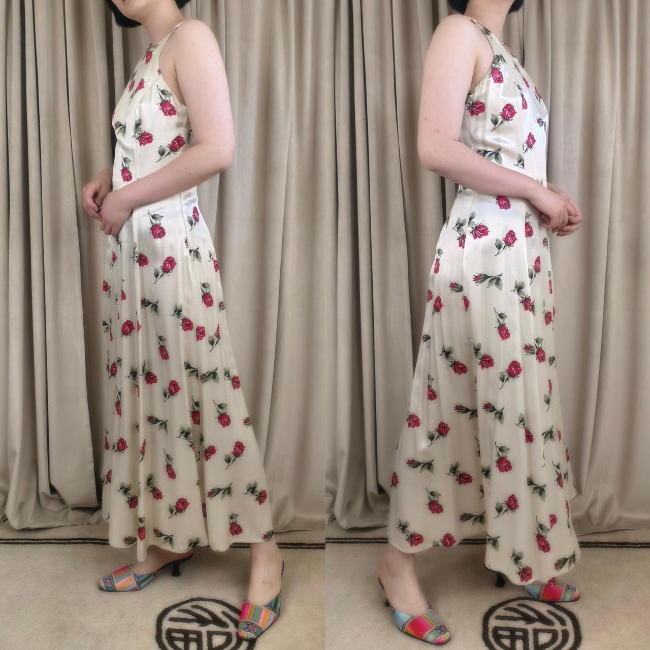 Vintage 90s Fredericks of Hollywood Rose Print Halter Maxi Dress