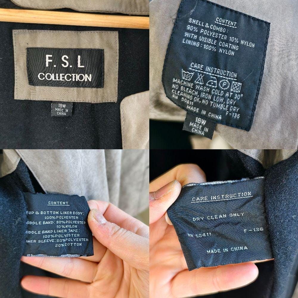 Vintage FSL Gray Full Length Trench Coat with Detachable Lining