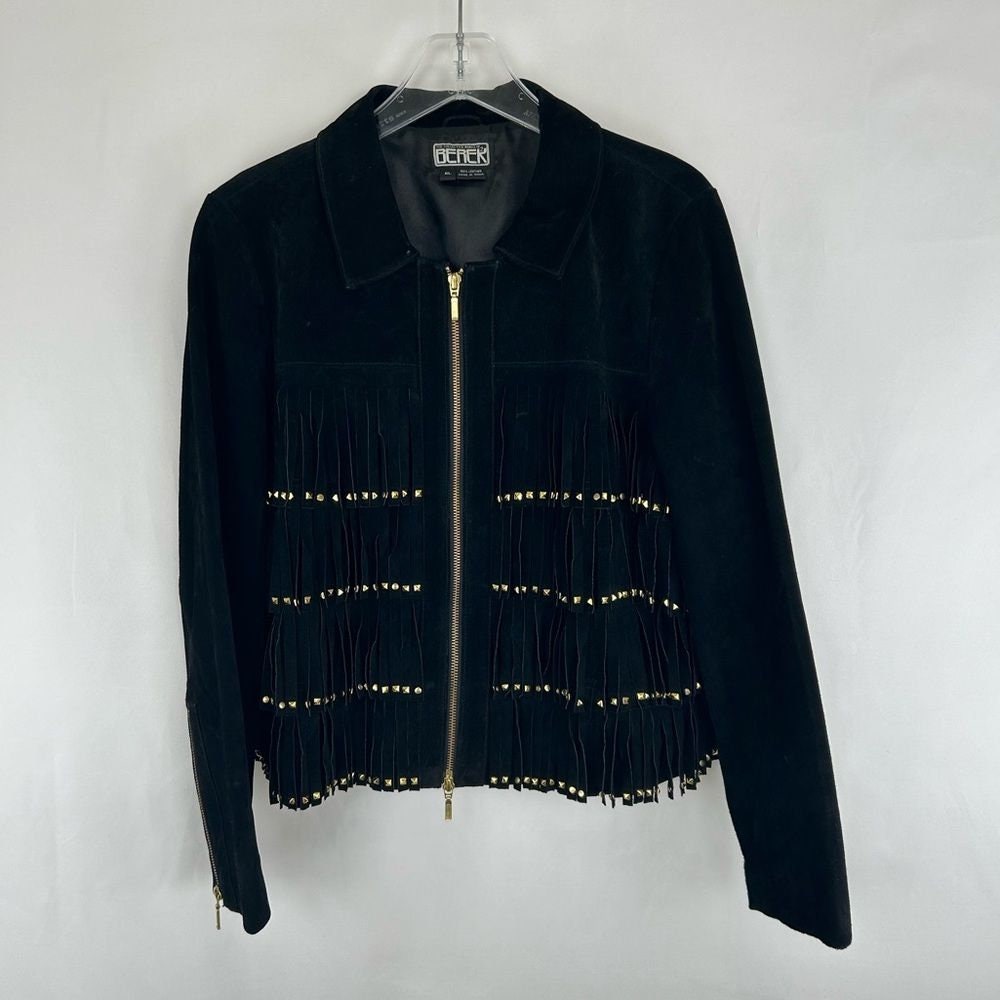 Vintage Berek Black Suede Fringed Leather Jacket