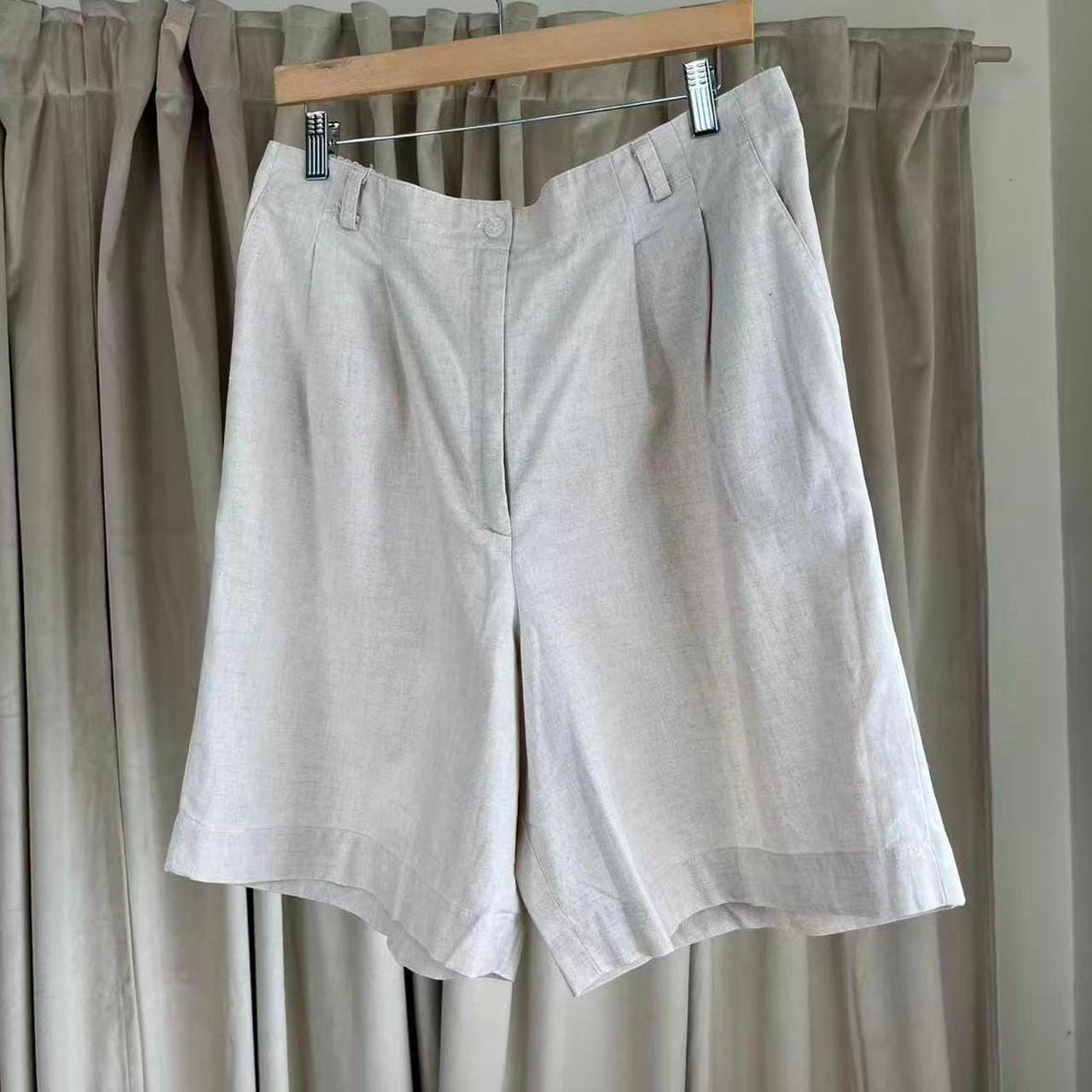 Vintage Cream Linen Bermuda Shorts