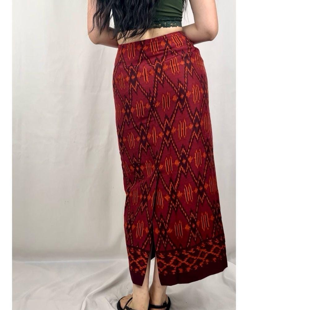 NWT Jones New York Silk Red Asian Geometric Print Pencil Skirt