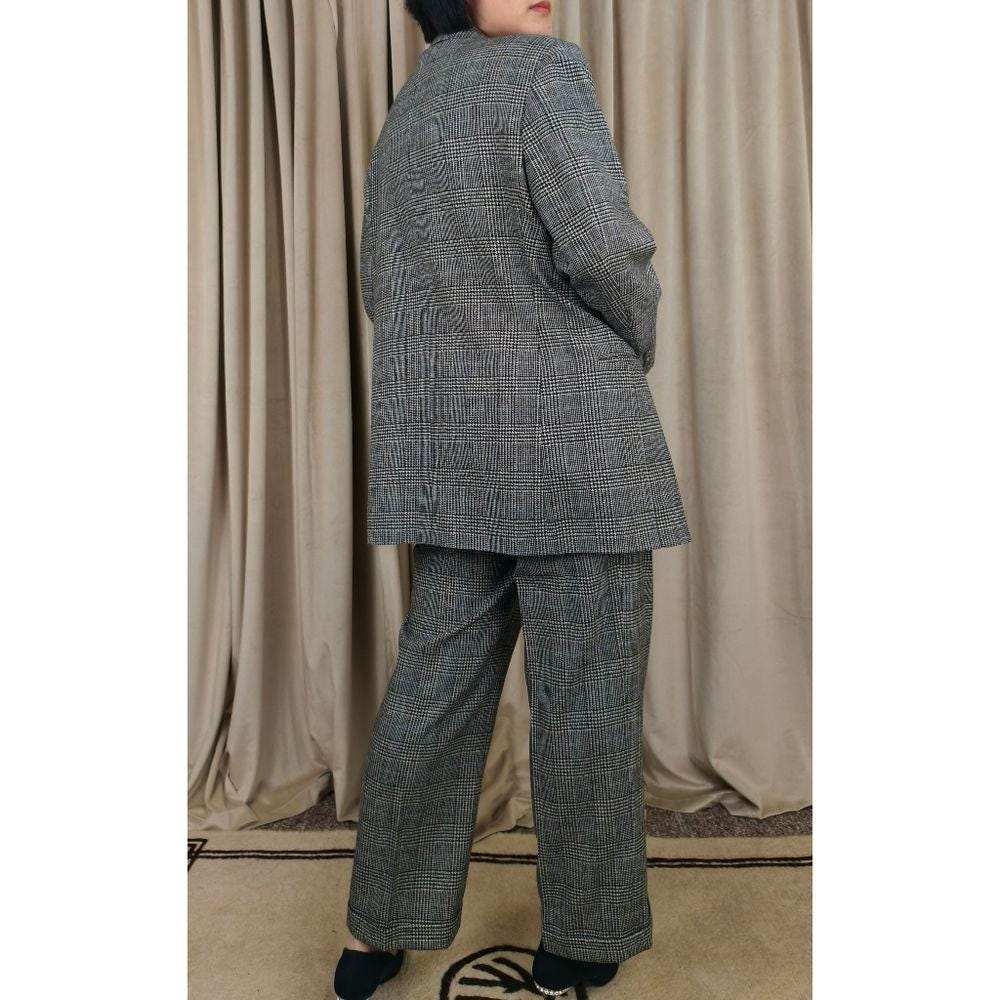 Vintage Polo by Ralph Lauren Black and Gray Boyfriend Men's Plaid Pant Suit