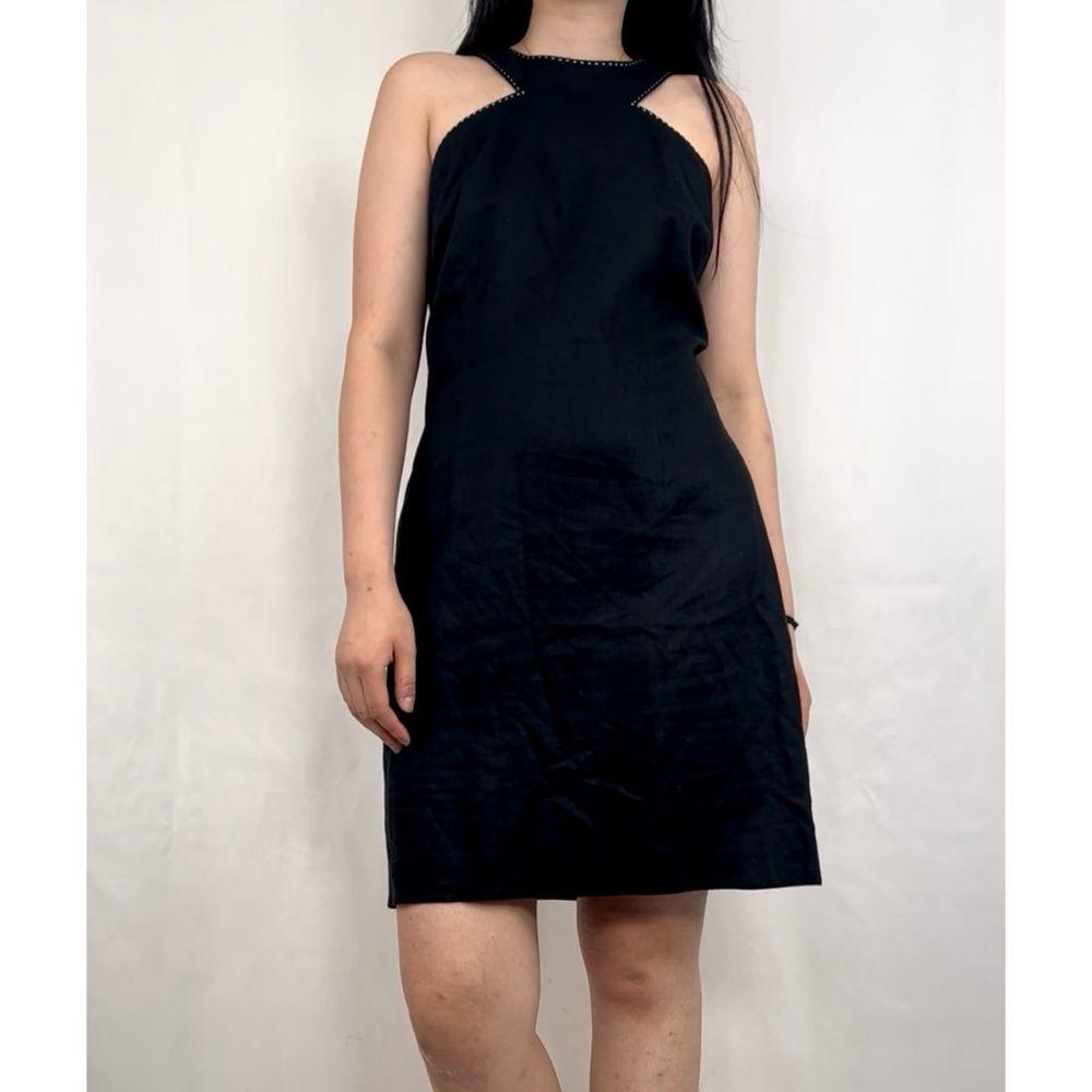 Vintage Lauren Ralph Lauren Black Halter Neck Linen Dress