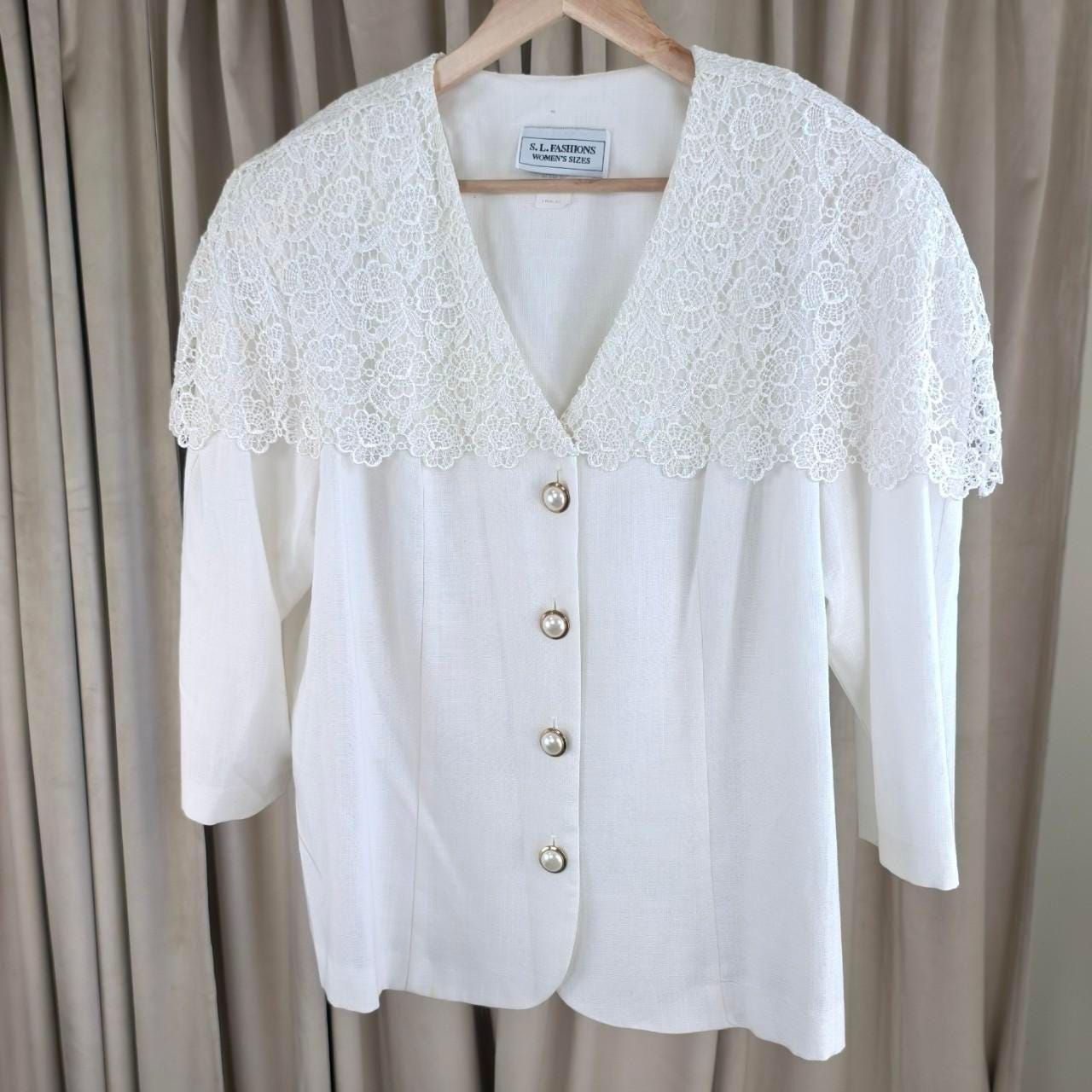 Vintage S. L. Fashions White Lace Blouse
