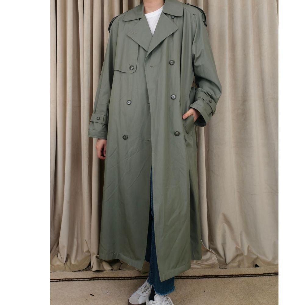 Vintage Towne London Fog Green Trench Coat