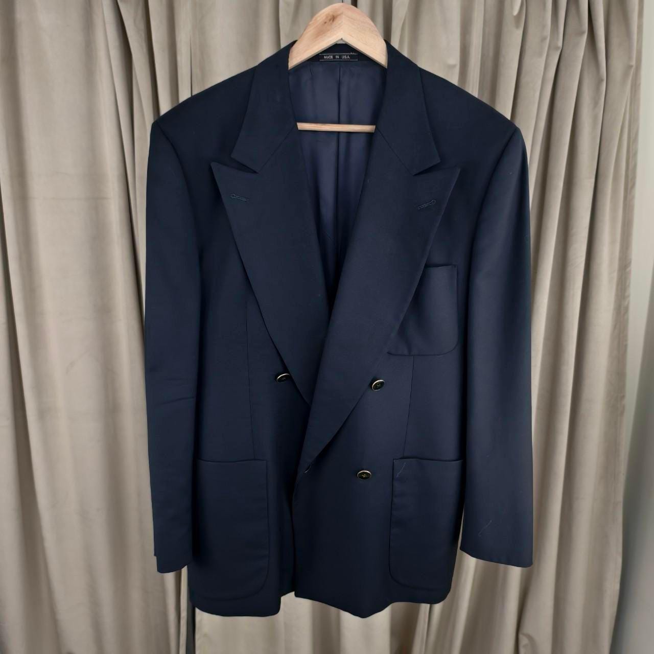 Vintage Navy Blue Double Breasted Oversized Boyfriend Blazer