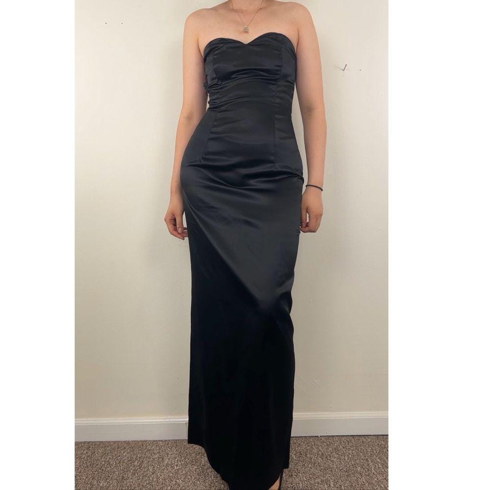 Vintage Handmade Tailored Strapless Satin Evening Gown