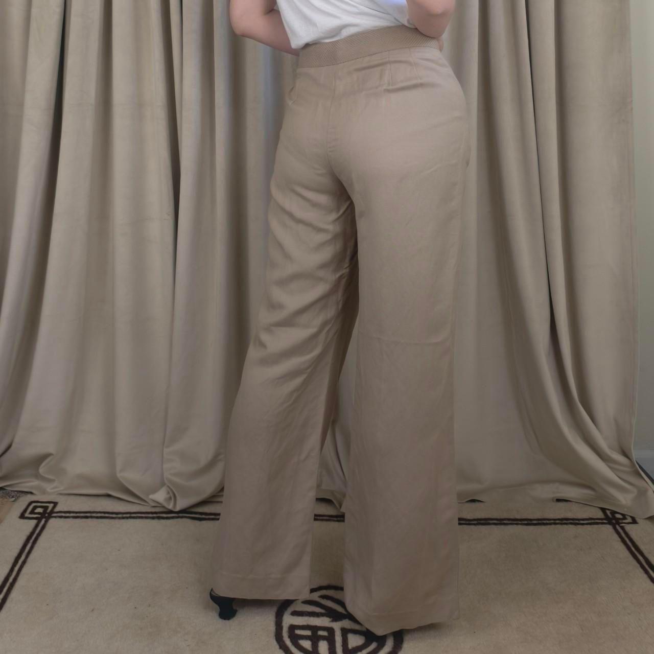 Evan Picone Tan Linen Rayon Mid-Rise Trousers