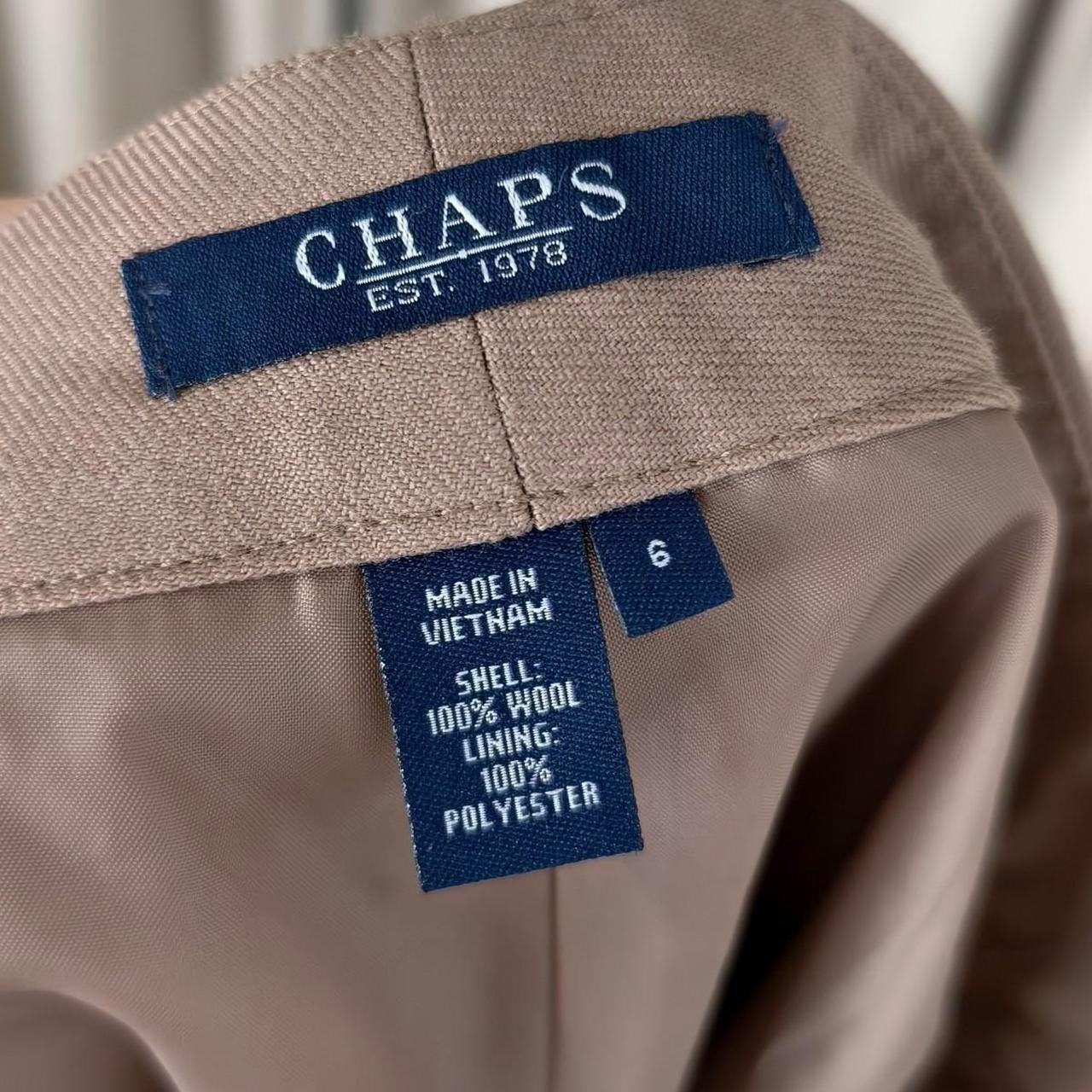 Vintage Chaps Tan Wool Formal Tailored Trousers