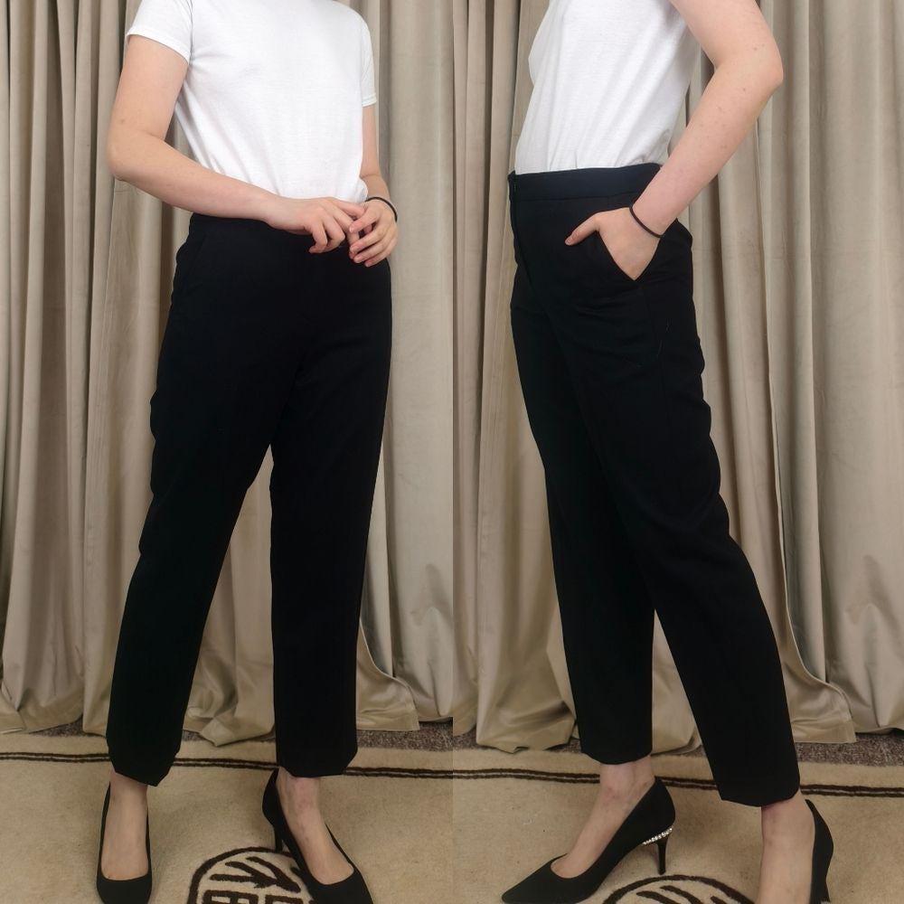 Vintage Rafelle Classic Black Wool Cigarette Pants Trousers