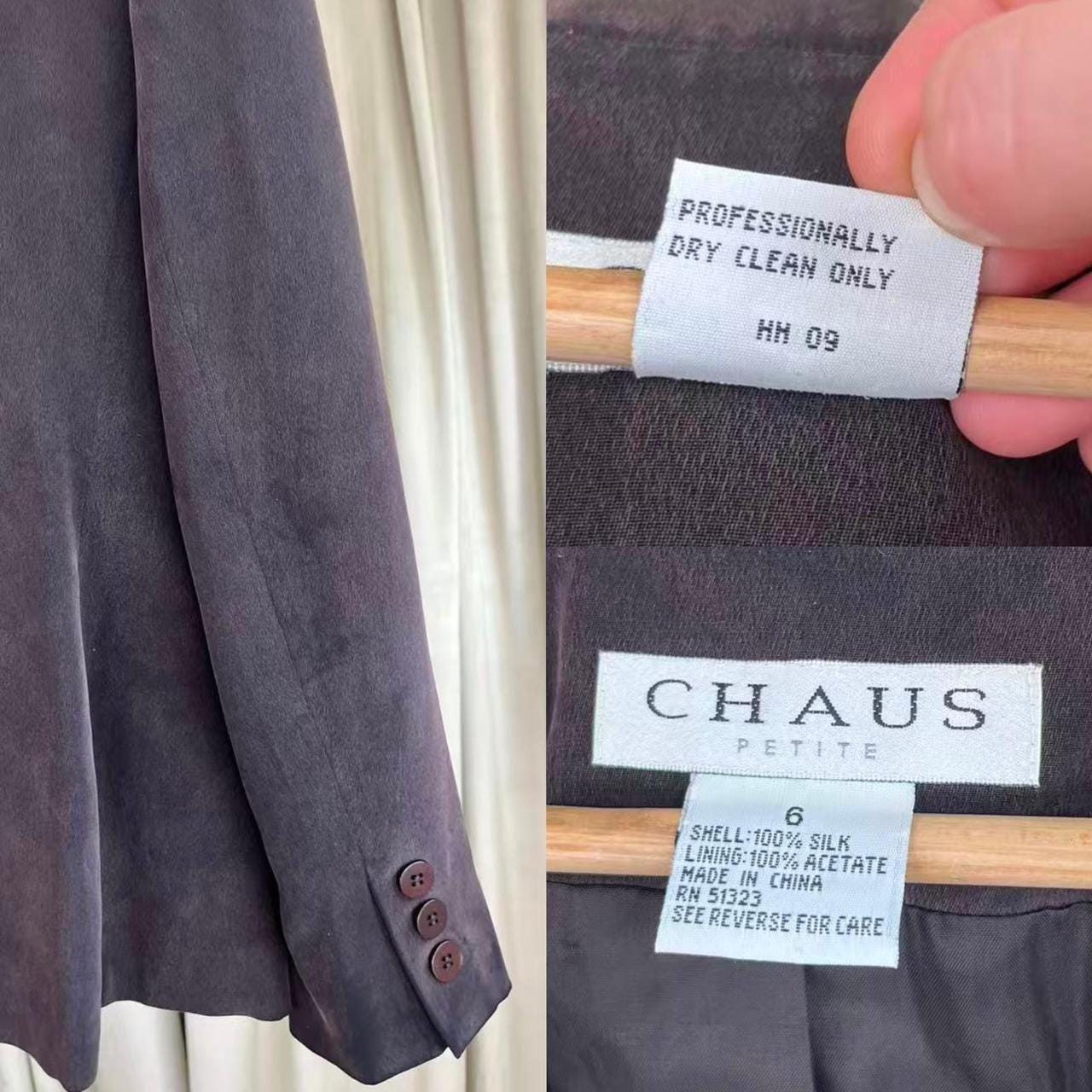 Vintage Cahus Brown Silk Cropped Fitted Blazer