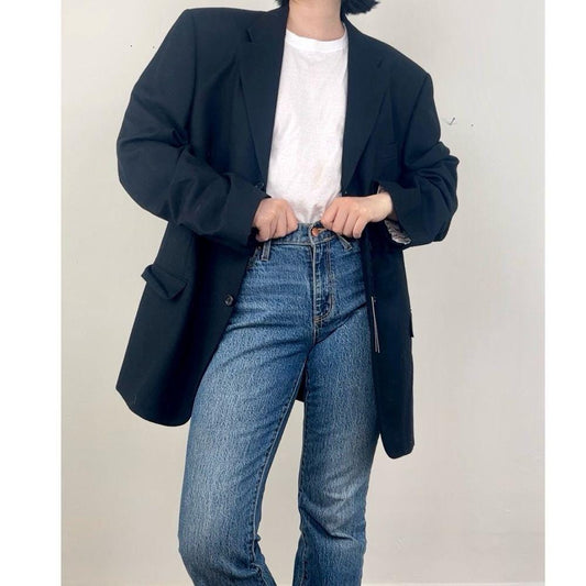 NWT Vintage Valentino Black Wool Boyfriend Oversized Blazer