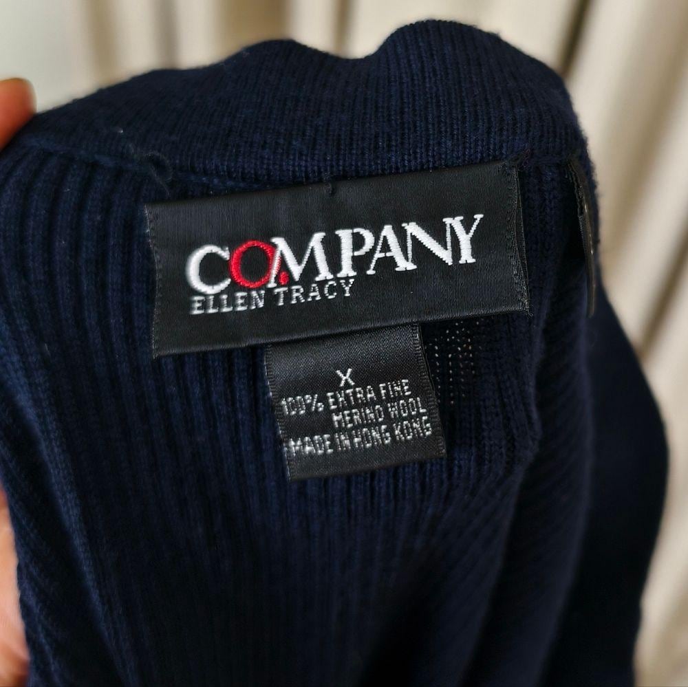 Vintage Ellen Tracy Navy 100% Wool Maxi Knit Skirt