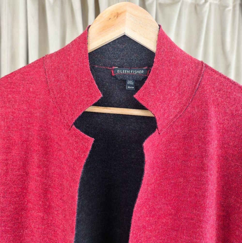 Eileen Fisher Red Wool Light Weight Coat