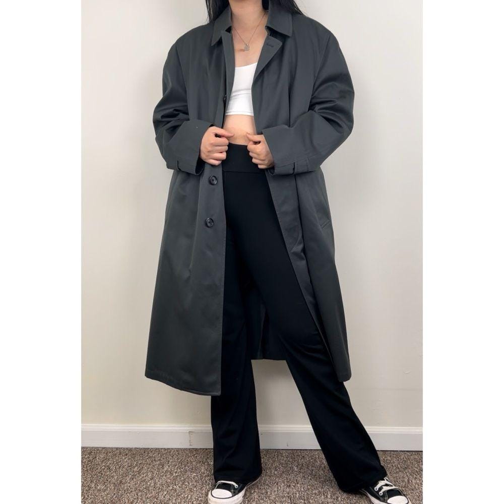 Vintage Dark Green London Fog Single Breasted Trench Coat