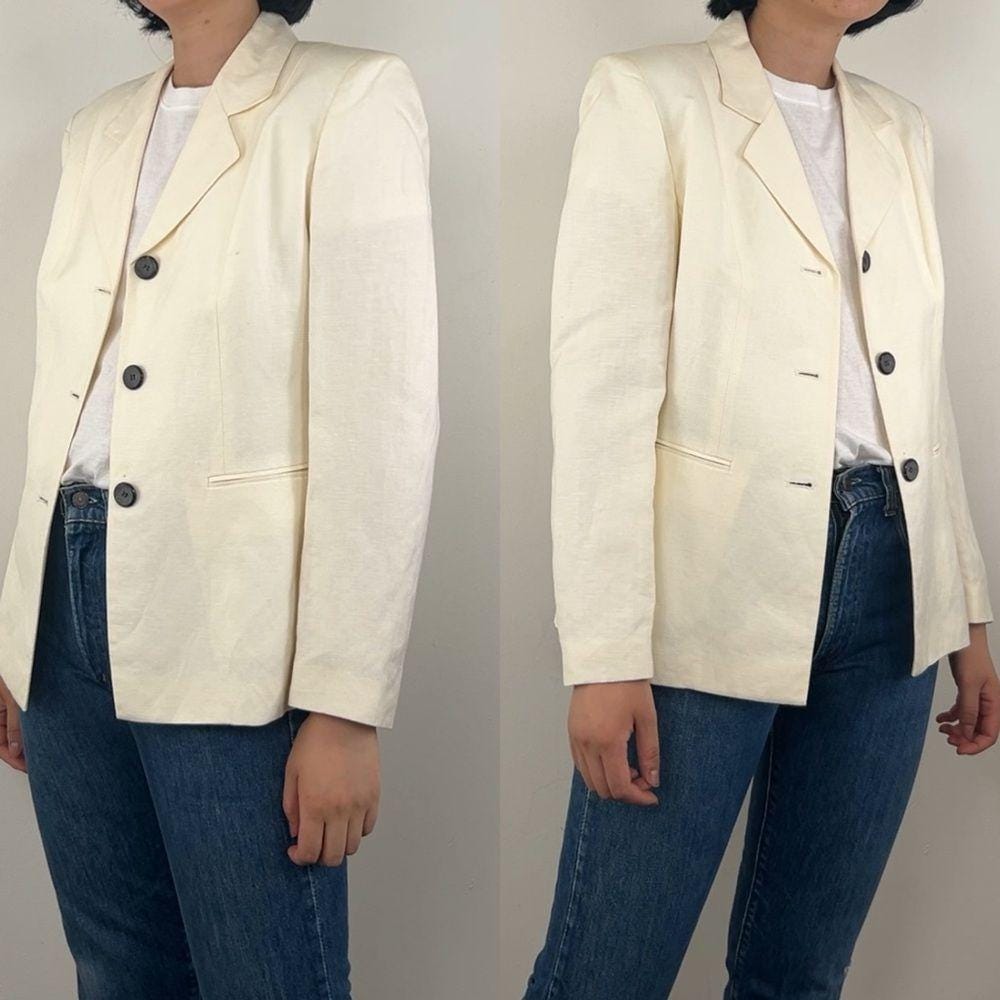 Vintage Le Suit Cream Linen Blazer