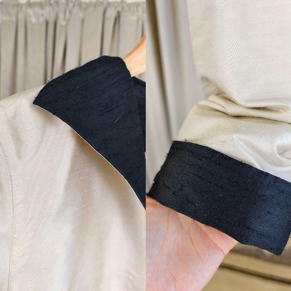 Vintage Silk Ecru Reversible Black and Cream Jacket Blazer
