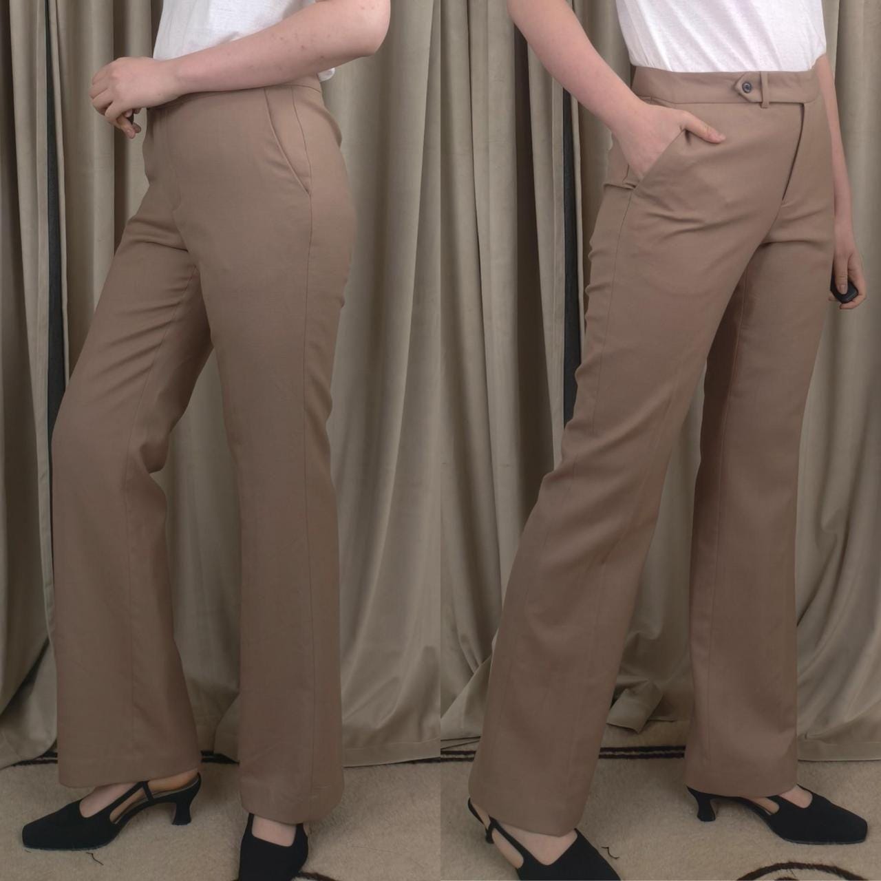Vintage Chaps Tan Wool Formal Tailored Trousers