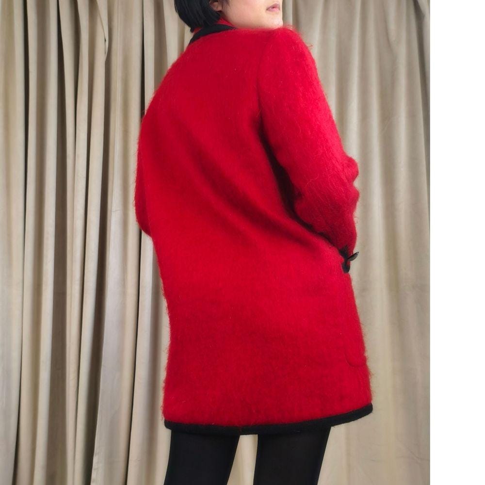 Vintage Carlisle Red Mohair Blazer with Black Trim